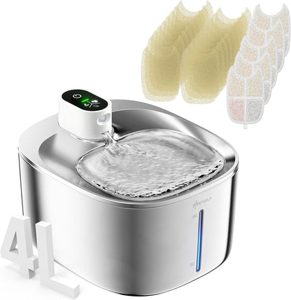 Wireless Cat Water Fountain Stainless Steel,135Floz/4L Battery Operated Automatic Pet Fountain,Cordless Cat Water Dispenser Pet Drinking Water Fountain for Multicat Cats Dog Outdoor12