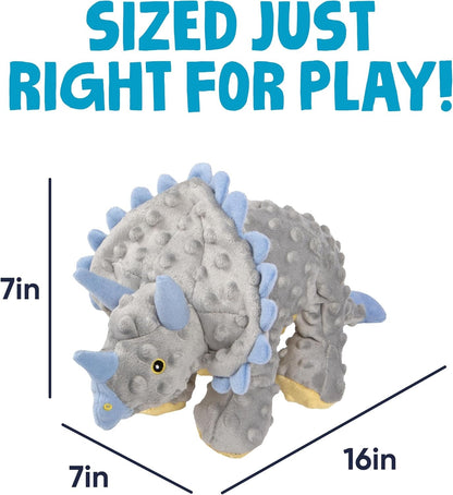 Godog Dinos Frills Squeaky Plush Dog Toy with Chew Guard Technology, Durable Fabric & Squeaker for Active Play, Gray, Large3