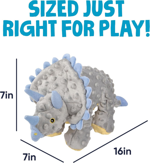 Godog Dinos Frills Squeaky Plush Dog Toy with Chew Guard Technology, Durable Fabric & Squeaker for Active Play, Gray, Large3