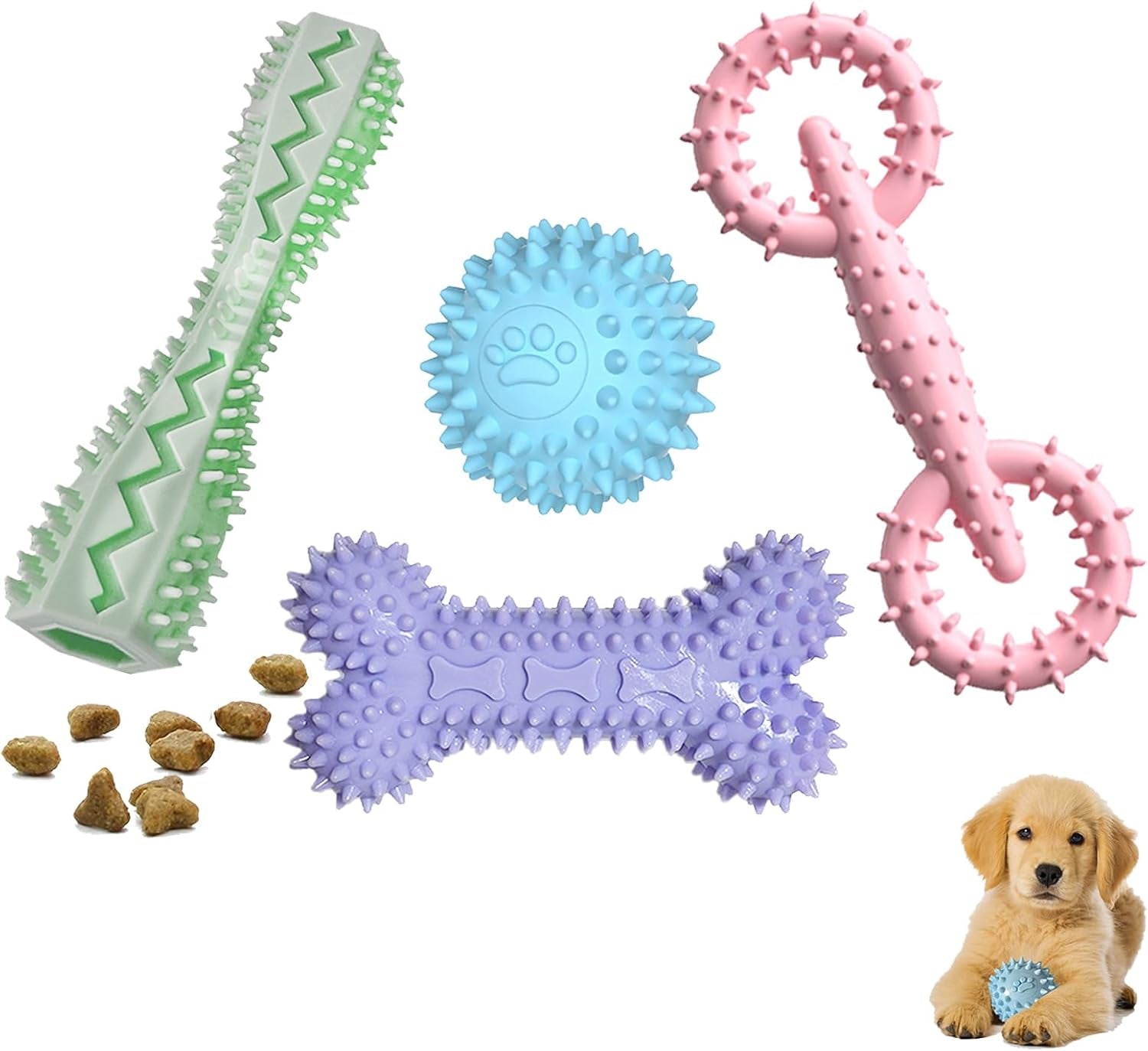 4-pack-puppy-teething-toys-chew-toys-for-0-6-month-puppies-blue-small-medium-dogs-durable-interactive-food-dispensing-bone-ball-donut-dog-boy