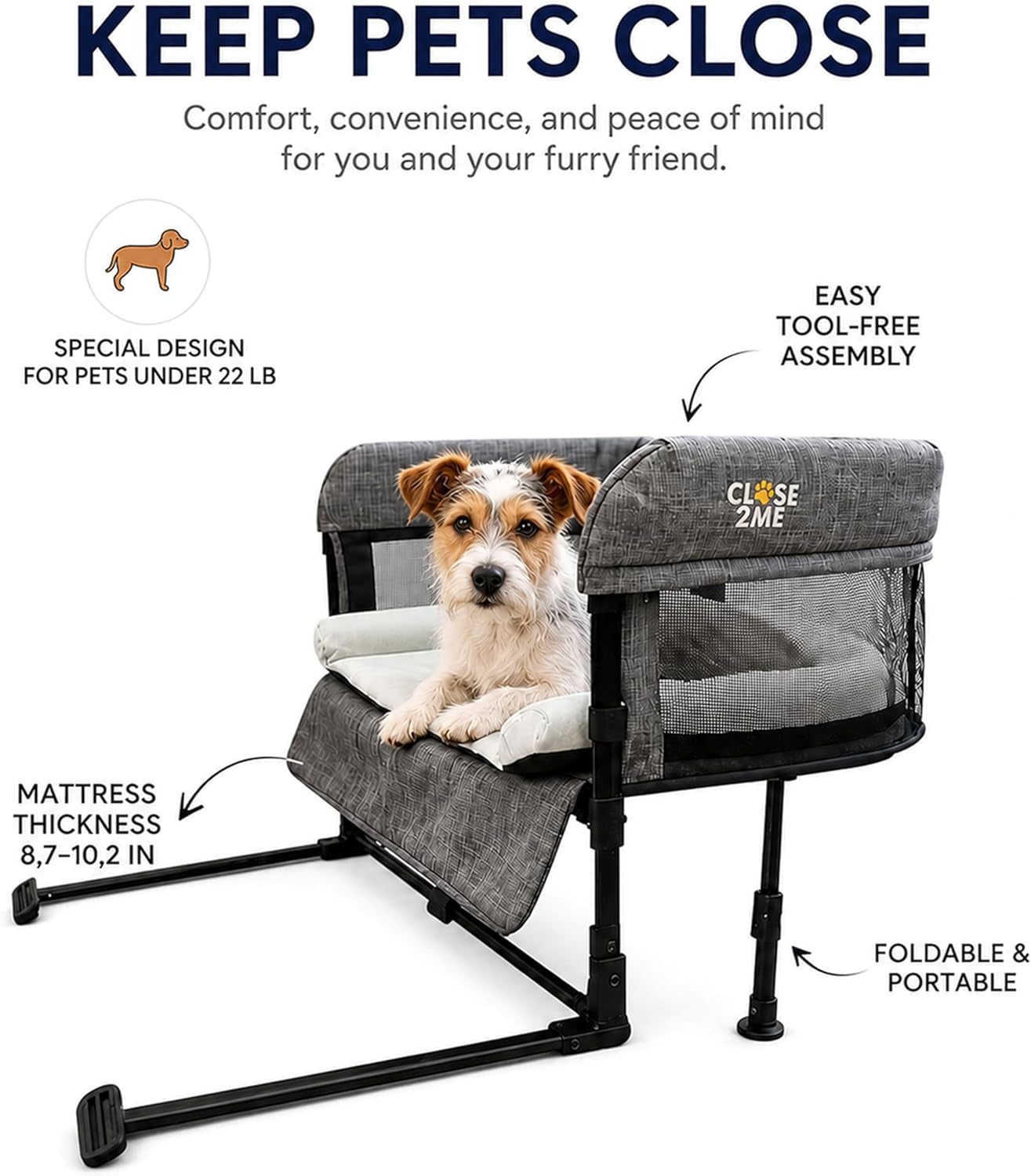 englacha-close2me-elevated-pet-bed-bedside-mattress-for-cats-and-small-dogs-comfortable-cozy-design-with-tool-free-installation-foldable-for-easy-transport-carry-bag-included