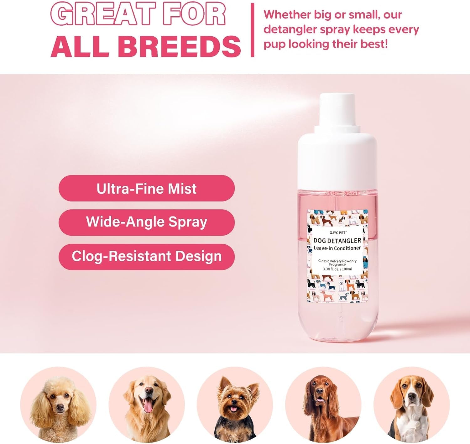 dog-detangler-dematting-spray-leave-in-conditioner-classic-powdery-scent-infused-with-coconut-oil-jojoba-oil-and-squalane-for-easy-tangle-free-grooming-3-38-fl-oz