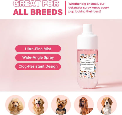 Dog Detangler & Dematting Spray - Leave-In Conditioner, Classic Powdery Scent | Infused with Coconut Oil, Jojoba Oil, and Squalane for Easy, Tangle-Free Grooming - 3.38 Fl. Oz6