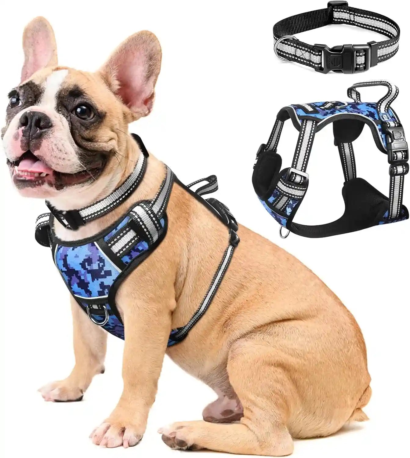 dog-harness-no-pull-pet-harnesses-with-dog-collar-adjustable-reflective-oxford-outdoor-vest-front-back-leash-clips-for-small-medium-large-extra-large-dogs-easy-control-handle-for-walking