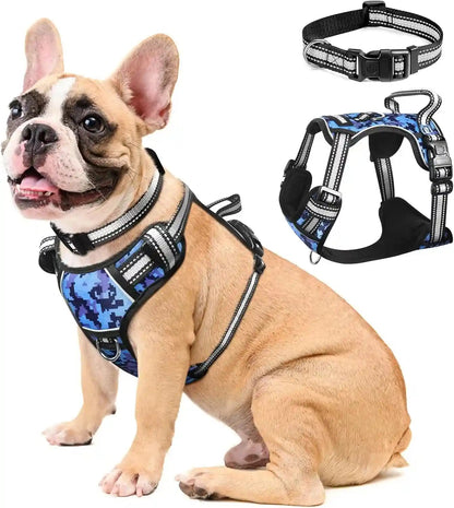 Dog Harness No Pull, Pet Harnesses with Dog Collar, Adjustable Reflective Oxford Outdoor Vest, Front/Back Leash Clips for Small, Medium, Large, Extra Large Dogs, Easy Control Handle for Walking30