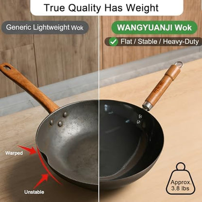 Carbon Steel 13.4" Woks with Traditional Iron Spatula7