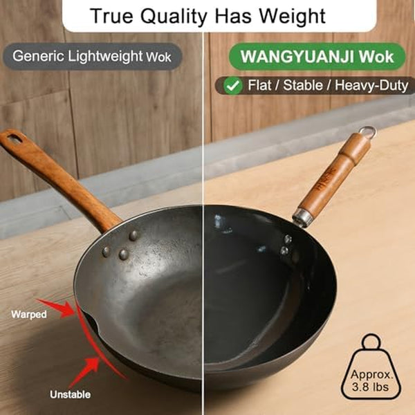 Carbon Steel 13.4" Woks with Traditional Iron Spatula7