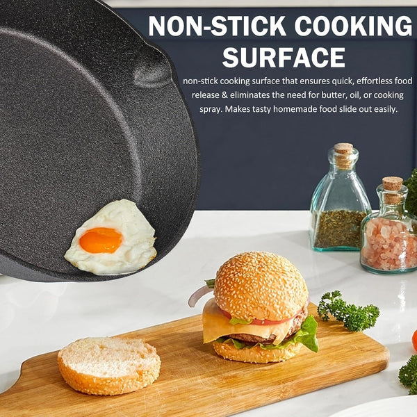Cast Iron Skillet Pan Set of 3 – Pre-Seasoned Sartenes De Hierro Fundido – 6", 8", 10" Frying Pans for Stove, Oven, Grill – Heavy Duty Sartén Hierro Fundido Cookware Set6