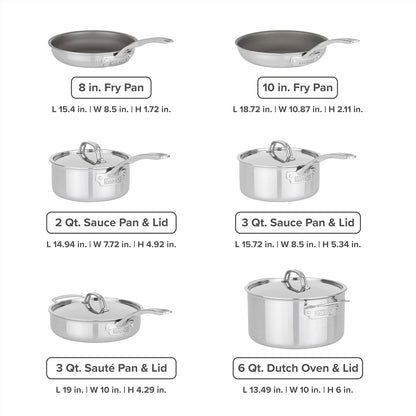 Viking Pureglide Pro 3-Ply Nonstick Cookware Set, Made without PFAS, 10-Piece Induction Pots and Pans Set, Metal Utensil Safe Titanium Nonstick Surface, Oven Safe to 600F5