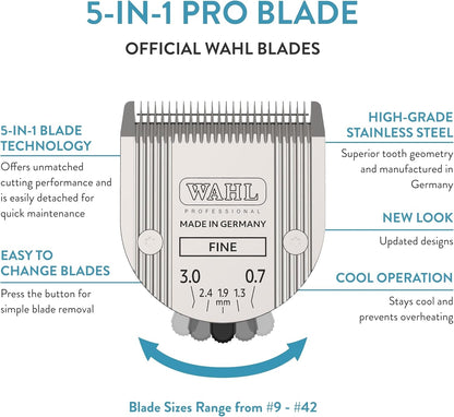 WAHL Professional Animal 5-In-1 Adjustable Blade Arco, Bravura, Chromado, Creativa, Figura, and Motion Pet, Dog, and Horse Clippers - Fine (2179-301)2