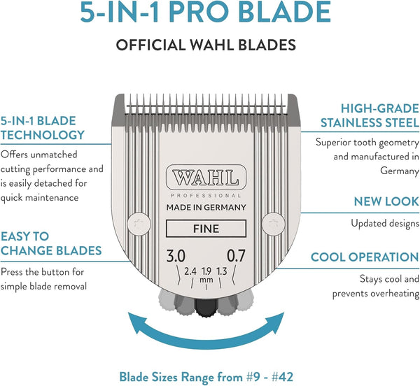 WAHL Professional Animal 5-In-1 Adjustable Blade Arco, Bravura, Chromado, Creativa, Figura, and Motion Pet, Dog, and Horse Clippers - Fine (2179-301)2
