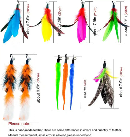 Cat Feather Toys Refills, 10 Pieces Worms Feathers Refills, Cat Wand Replacement Feathers Toy for Indoor Cats5