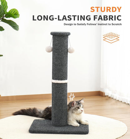 Made4Pets Tall Cat Scratching Post, 33" Modern Cat Scratcher with Hanging Balls, Heavy Duty and Thicker Scratching Post for Indoor Cats Adults, Sturdy Base Cat Scratch Post, Dark Grey8