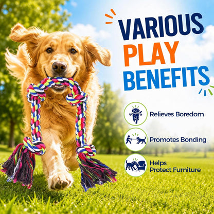 Tough Dog Rope Toys for Aggressive Chewers, Tough Tug of War Dog Toys for Large, Medium & Small Dogs – 5 Pack Including 2 Ropes & 3 Supplies6