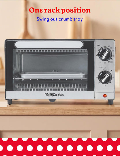 9L 2-Slice Toaster Oven, 1000 Watts, BC-5665B, Black/Silver | Chrome Plated Front, Stainless Steel Handle, Bake, Broil & Toast Functions, Easy Control Dials, Includes Baking Pan & Rack6