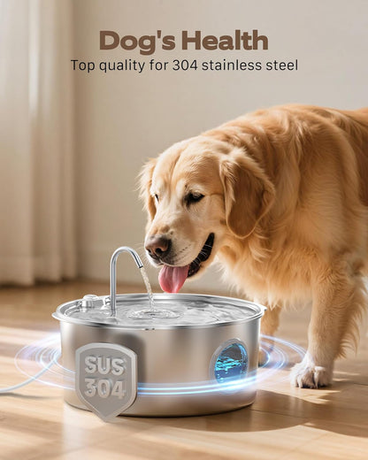 Pet Water Fountain for Large Dogs: Metal Dog Water Fountain - Silent Big Cat Fountains for Drinking - 3.2G/406Oz/12L Water Fountain Dog Bowl inside - GROOKPET Fountains with 6 Filters + 3 Sponges2