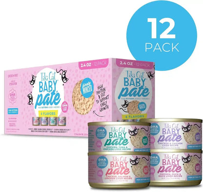 Tiki Cat Baby Pate Wet Cat Food for Kittens Variety Pack, 2.4 Oz. Cans (12 Count)2