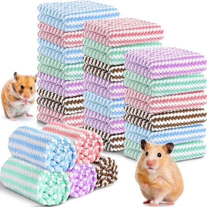 Moukeren 20Pcs Guinea Pig Fleece Bedding Blankets Bulk Washable Small Animal Fleece Cage Liners Pet Wash Cloth Sleeping Mat Cover for Hamster Chinchilla Rabbit Hedgehog(Multicolor, 12 X 12 Inch)1