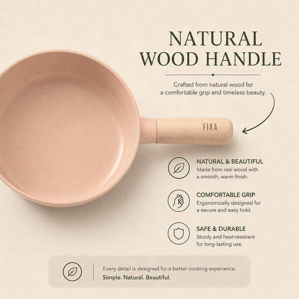 FIKA Small 7-Inch Deep Ceramic Coated Wok Pan, Nonstick Stir Fry & Soup Pan with Natural Wooden Handle, Induction Compatible for All Stovetops, Made in Korea, Made in Korea (18Cm)4