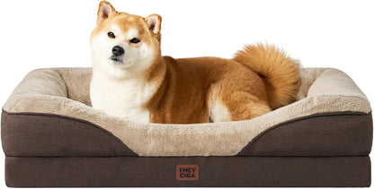 EHEYCIGA Orthopedic XL Dog Bed for Large Sized Dog, 42X30 Inch Extra Large Memory Foam Dog Couch Bed with Sides, Waterproof Liner & Washable Removable Cover, Bolster Pet Sofa, Grey33