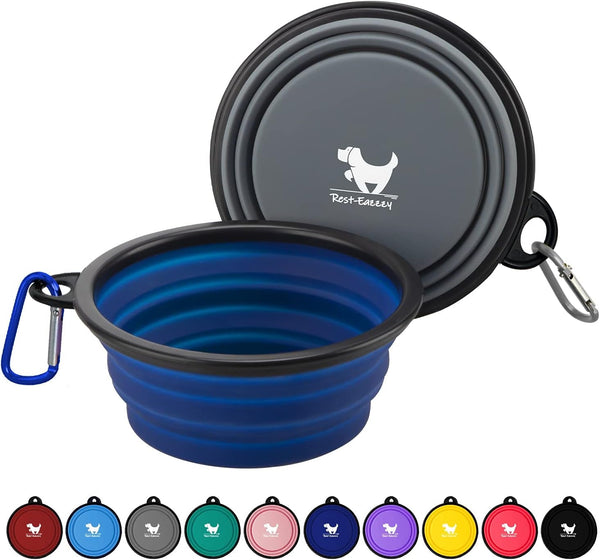Collapsible Dog Bowls for Travel, 2-Pack Dog Portable Water Bowl for Dogs Cats Pet Foldable Feeding Watering Dish for Traveling Camping with Carabiners, BPA Free (Grey&Black, Small (Pack of 2))10