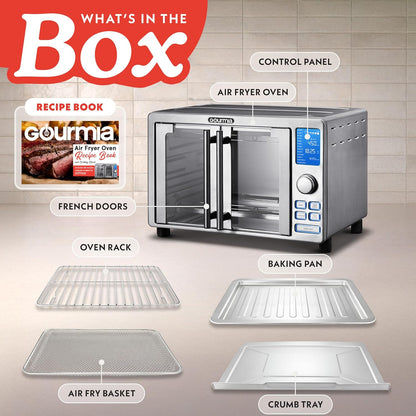 Air Fryer French Door Toaster Oven - 6-Slice Capacity, LED Display with 14 Cooking Presets, Stainless Steel4