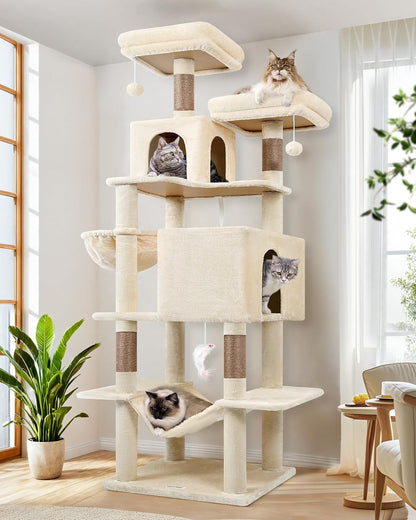Globlazer Cactus Cat Tree Tower 76-Inch Extra Tall Multi-Level Cat Furniture with Cozy Condos,Interactive Toys and Perches for Large Cats, Perfect for Climbing, Scratching, and Play, F76, Green10