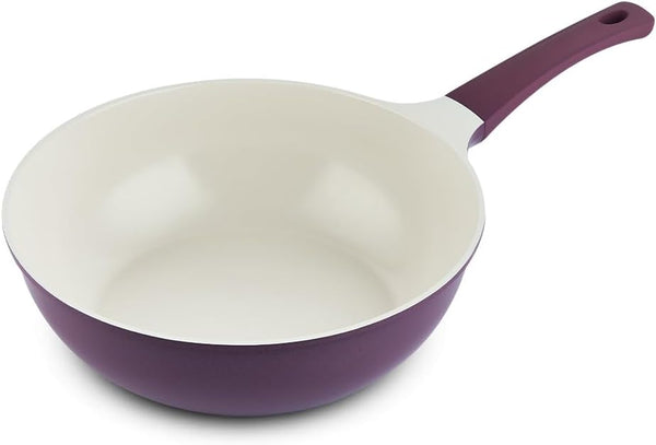 Non Stick Ceramic Wok Pan Skillet | Scratch-Resistant PFOA & PFOS Free Non Toxic Wok for Cooking | Compatible with Induction, Gas & Electric Stovetops (11 Inch)1