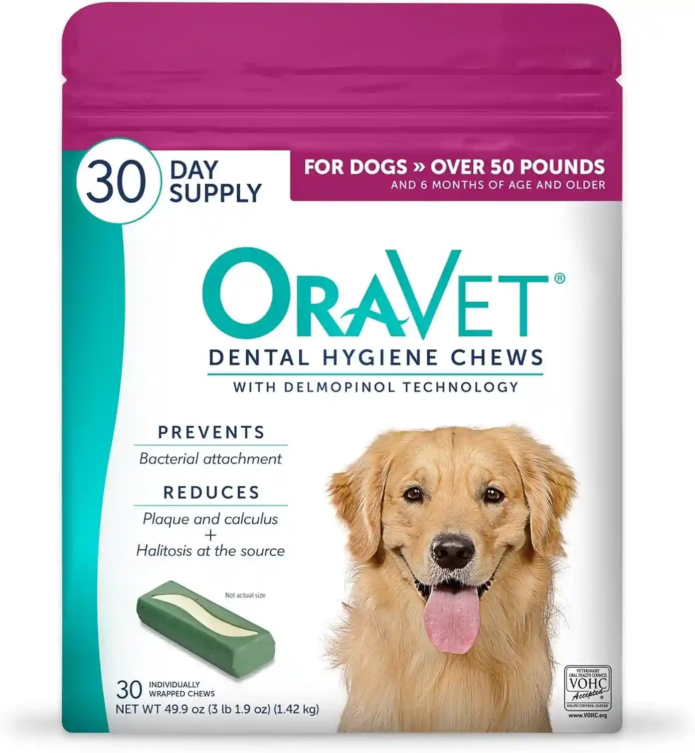 oravet-dental-chews-for-dogs-oral-care-and-hygiene-chews-large-dogs-over-50-lbs-pink-pouch-30-count-pack-of-1-vohc-accepted-dual-action-chew-reduces-plaque-tartar-freshens-breath-barrier-vet-recommended-pink-pack