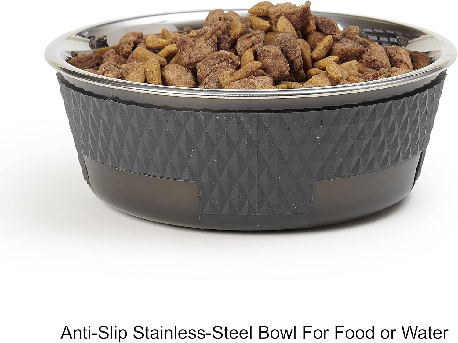 petrageous-16019-kona-stainless-steel-non-slip-dishwasher-safe-dog-bowl-3-75-cup-6-75-inch-diameter-2-5-inch-tall-for-medium-and-large-dogs-and-cats-30-ounce-grey