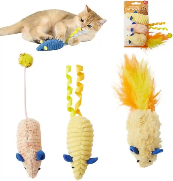 Catnip Toys (3 Pack), Cat Mouse Toys for Indoor Play, Small Interactive Cat Toys for Indoor Cats, Perfect for Single or Multi-Cat Households (Blue)10