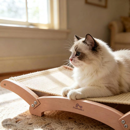 Extra-Large Sisal Cat Scratcher Bed for Indoor Cats, Cat Scratching Post with Hammock Nartural Sisal Scratch Pad for Large Cats Scratcher Lounge Chair, Wooden Cat Furniture (Nartural)7