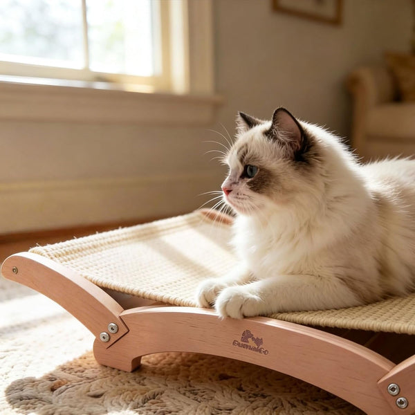 Extra-Large Sisal Cat Scratcher Bed for Indoor Cats, Cat Scratching Post with Hammock Nartural Sisal Scratch Pad for Large Cats Scratcher Lounge Chair, Wooden Cat Furniture (Nartural)7
