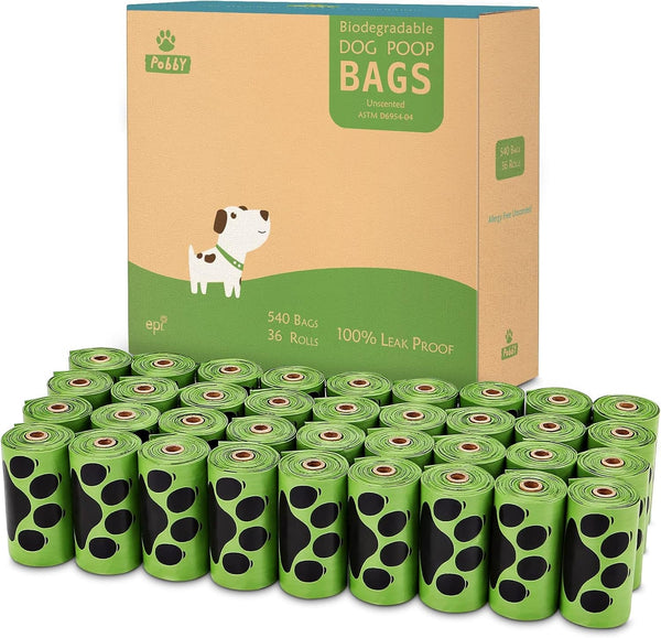 Dog Poop Bags Rolls 540 Count, Unscented Refill Rolls, 9" X 13" Doggie Poop Bags, Dog Waste Bags by Pobby1