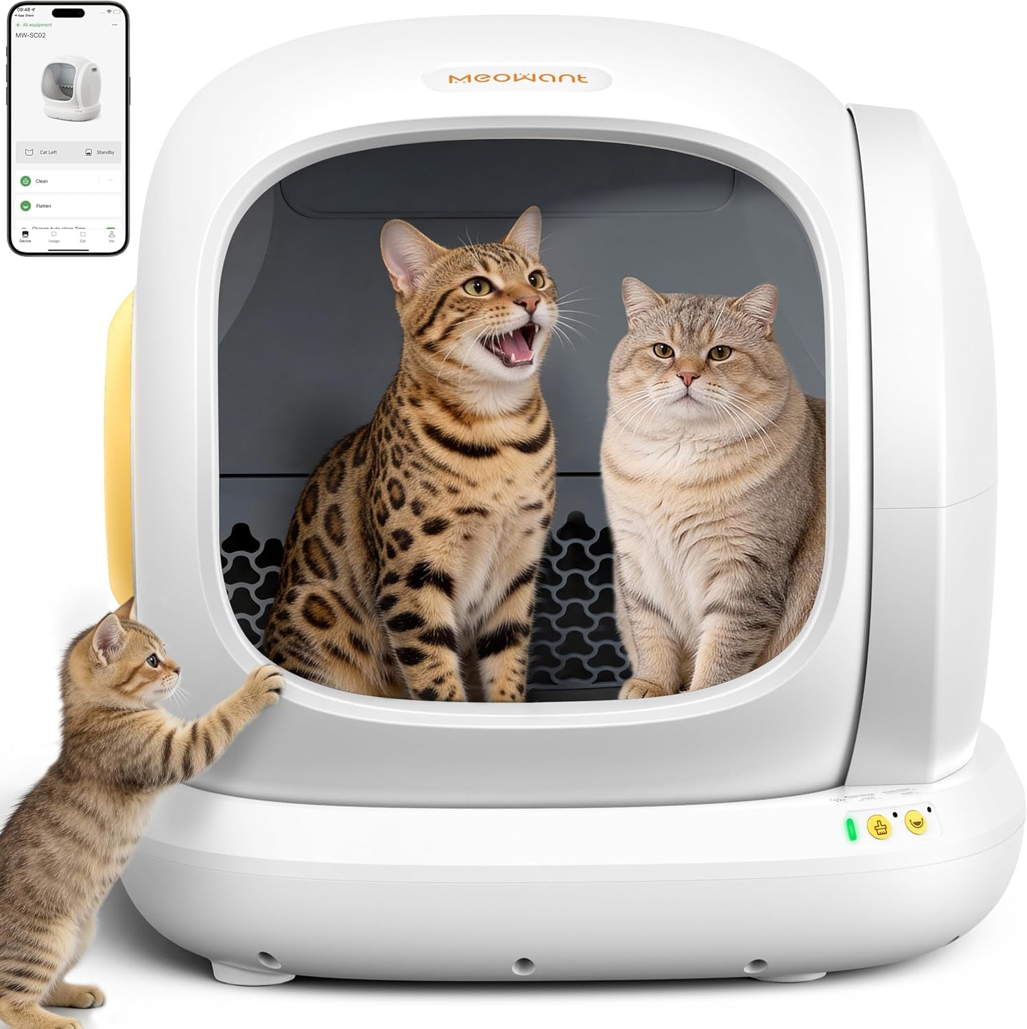meowant-self-cleaning-cat-litter-box-75l-extra-large-open-automatic-cat-litter-box-for-multi-cats-integrated-safety-protection-app-control-odor-removal-smart-box-with-mat-liner