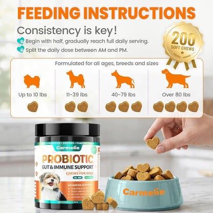 Probiotics for Dogs, Gut Health for Digestive Enzymes, 200 Chews | All Natural Probiotic Blend to Support Yeast, Itchy Skin and Itchy Ears, Allergies, Immunity, Diarrhea & Gas Relief, Chicken6