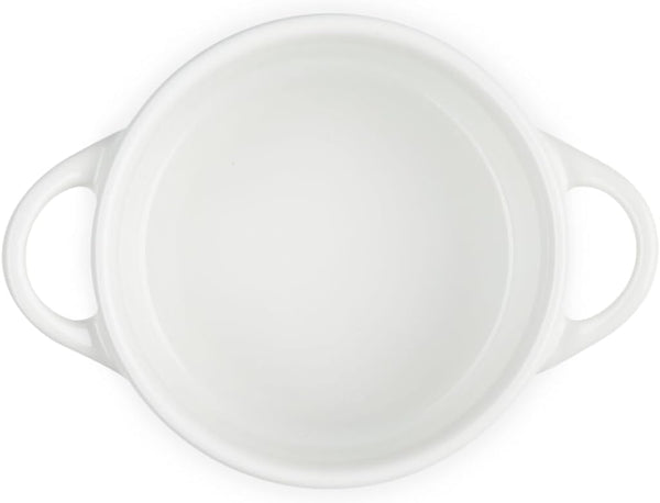 Le Creuset Stoneware Mini round Cocotte, 8Oz., White with Gold Heart Knob3