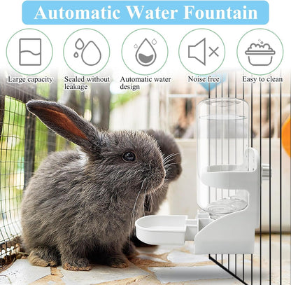 Kathson Rabbit Water Dispenser for Cage 17 Oz Hanging Guinea Pig Water Bottle No Drip Gravity Automatic Bunny Water Bottle No Leak Small Animal Water Bottle for Chinchilla Ferret Hamster（White）3