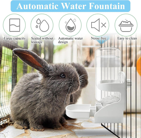 Kathson Rabbit Water Dispenser for Cage 17 Oz Hanging Guinea Pig Water Bottle No Drip Gravity Automatic Bunny Water Bottle No Leak Small Animal Water Bottle for Chinchilla Ferret Hamster（White）3