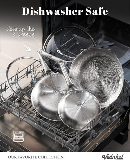 Titanium Sauce Pans for Cooking, 1.5&2.5&3.5QT Pure Titanium Hammered Pro with Two Lids, Non-Toxic Skillet for Cooking, PFAS/PFOA/PTFE Free Cookware, Dishwasher&Oven Safe, Kitchen Induction Compatible4