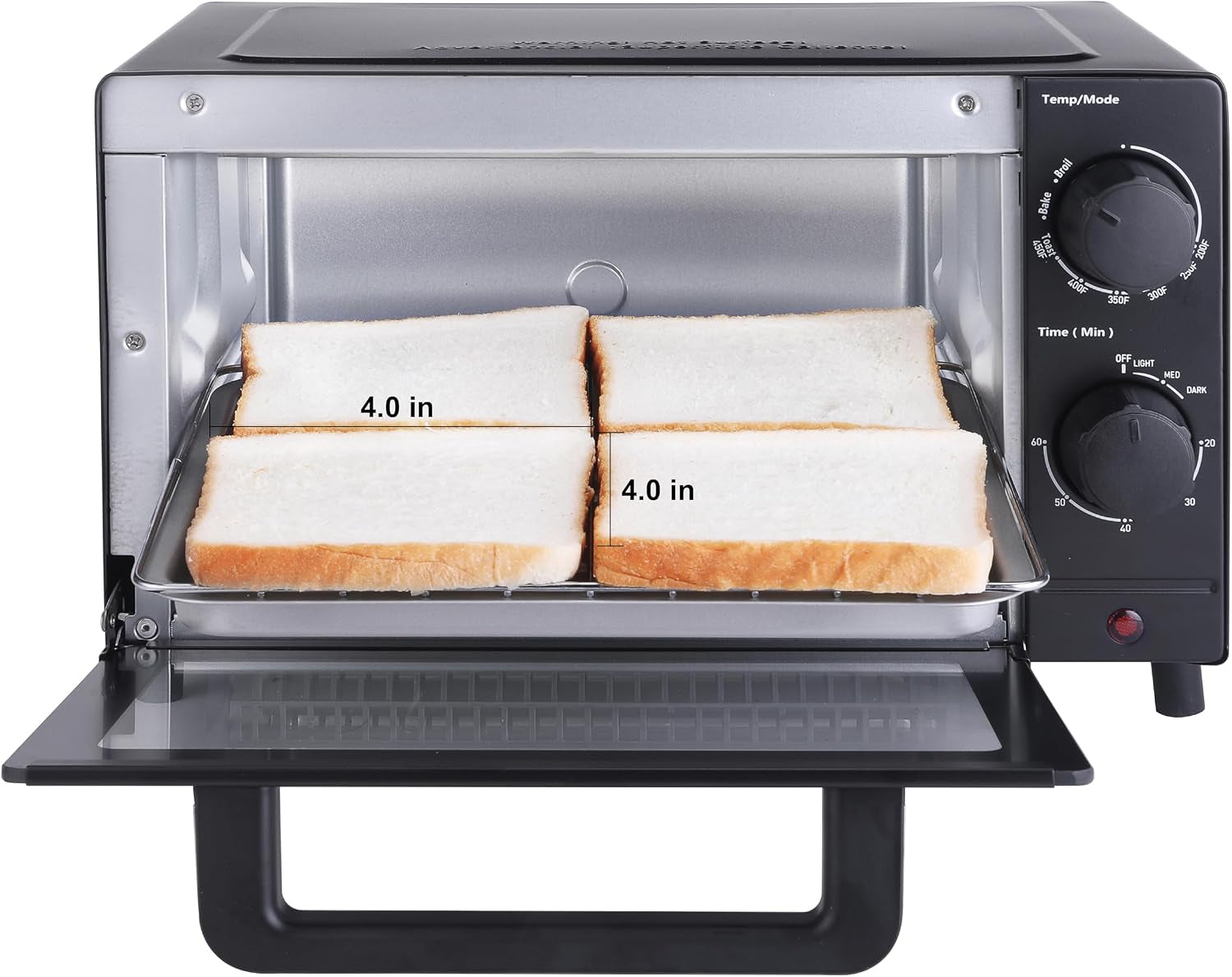 4-slice-toaster-oven-with-3-setting-baking-rack-and-pan-black-new