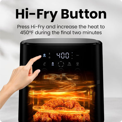 Air Fryer – 4 QT Compact Airfryer for Quick & Easy Meals, Features Hi-Fry Technology for Extra Crisp, Easy-View Window, Touch Controls with 4 Presets, Nonstick & Dishwasher Safe Basket - Black5