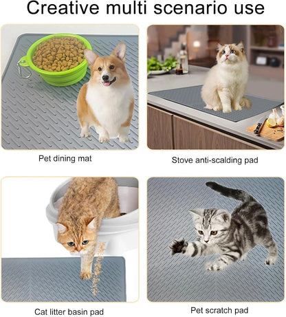 Multiuse Silicone Pet Mat for Cats Dogs Waterproof Nonspill Dog Litter Mat Feeding Mat Dog Bowl Mat with Raised Edges4