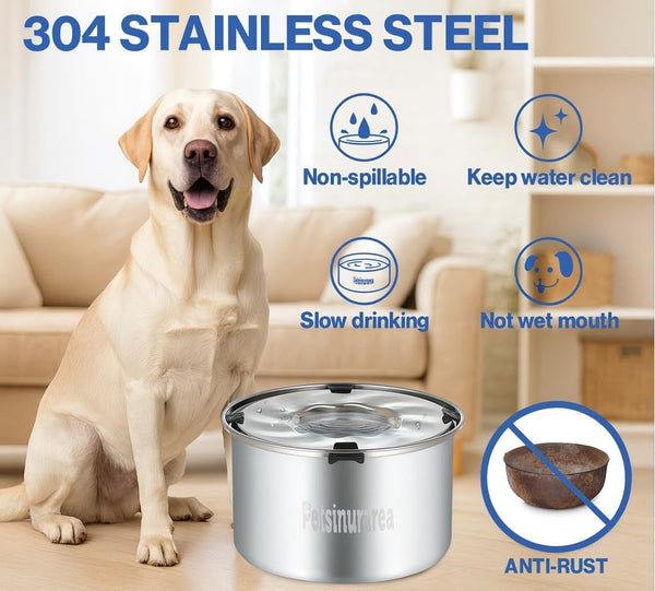 Set of 2 Dog Water Bowl Stainless Steel 5.6L/190Oz No Spill Water Bowls 1.5 Gal Large Capacity No Splash Slobber Stopper Slow Drinking Spill Proof Bowls for Messy Drinkers, Including Pet Food Bowl2