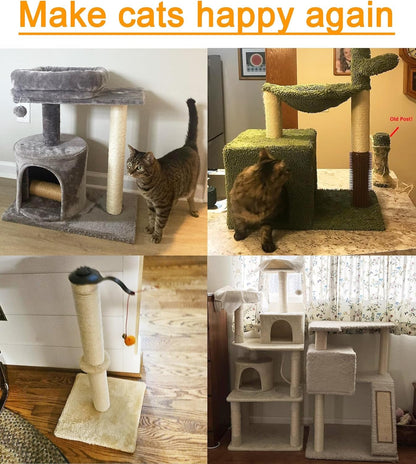 2.9In 7.4Cm Diameter Cat Scratching Post Replacement Sisal Pole Parts for Cat Tower (M10, 30Cm/11.8In)7