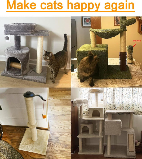 2.9In 7.4Cm Diameter Cat Scratching Post Replacement Sisal Pole Parts for Cat Tower (M10, 30Cm/11.8In)7