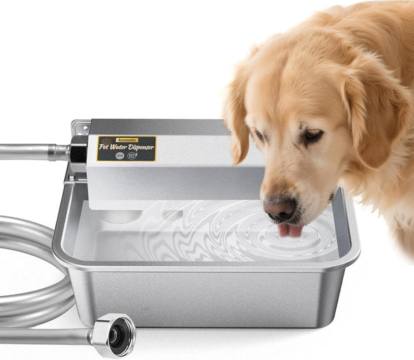 Automatic Water Dispenser for Dogs 2 Gallons, 304 Stainless Steel Dog Water Bowl Dispenser for Farm Chicken Pets Indoor&Outdoor Dog Waterer Feeder Fit 3/4'' GHT Faucet Auto Filling Wide Drinking Area8