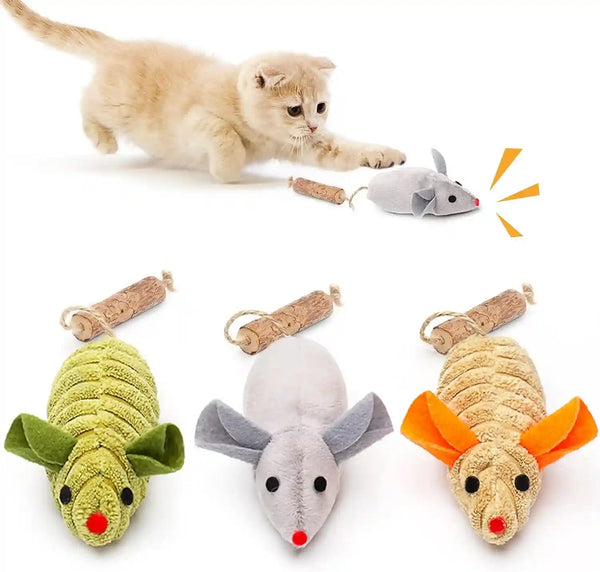 Potaroma Cat Toys: 3Pcs Squeak Mice Interactive Catnip Silvervine Animals | Indoor Kittens - Dental Matatabi Cat Nip & Chew Exercise Toy for All Breeds & Species1