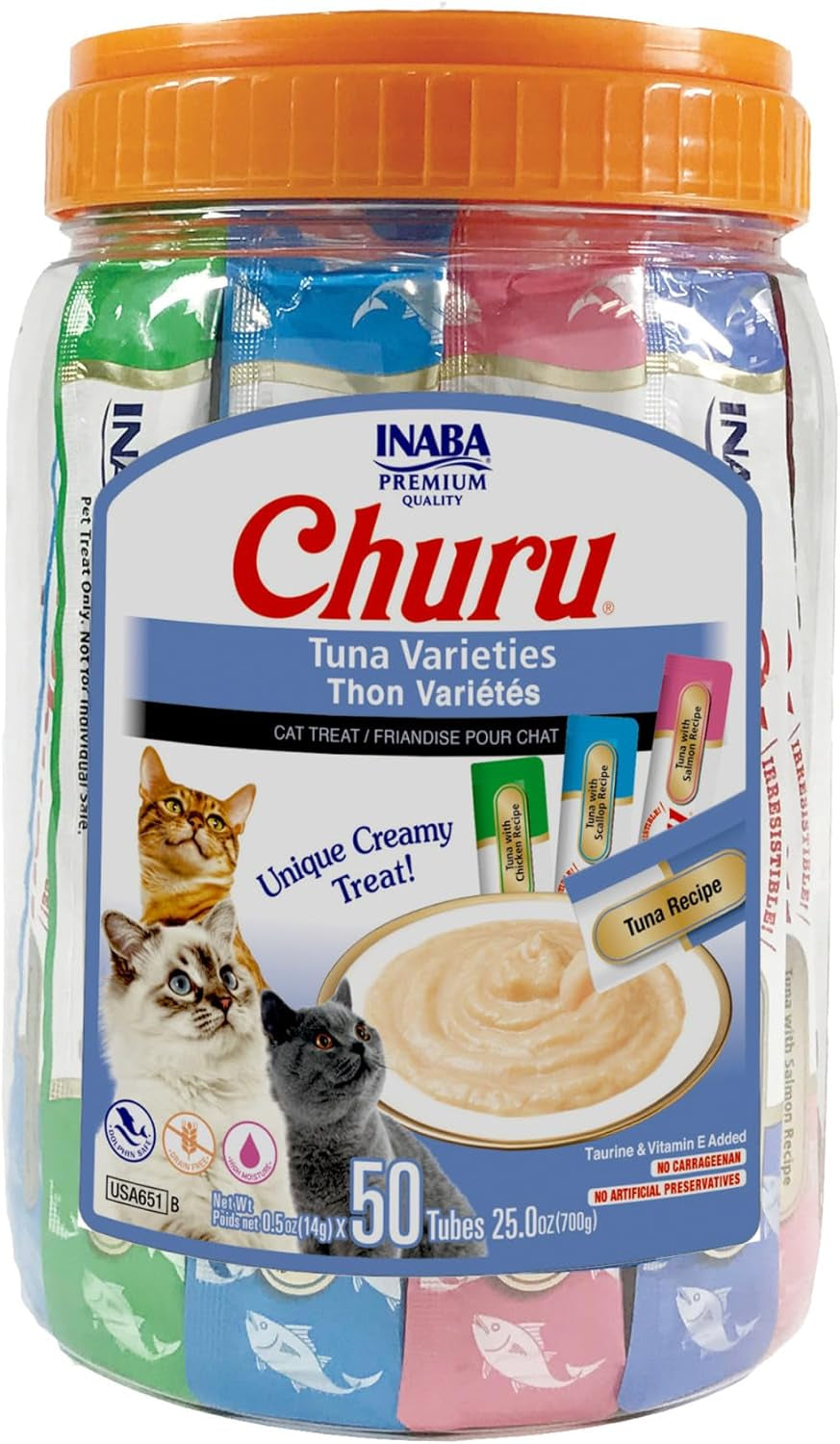 inaba-churu-cat-treats-lickable-squeezable-creamy-puree-cat-treat-with-green-tea-extract-taurine-0-5-ounces-each-tube-50-tubes-tuna-chicken-variety