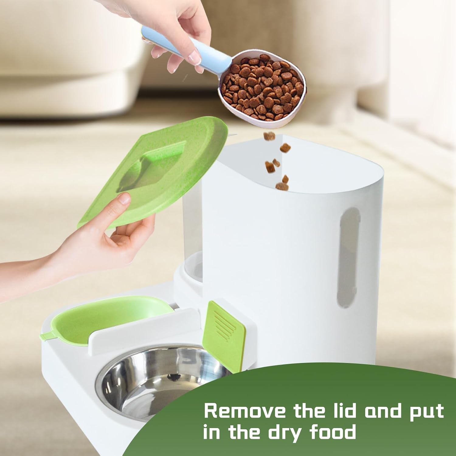 2-in-1-automatic-cat-feeder-water-dispenser-gravity-pet-feeder-stainless-steel-food-water-bowl-all-in-one-large-capacity-self-feeding-for-cats-dogs-small-medium-petsgreen
